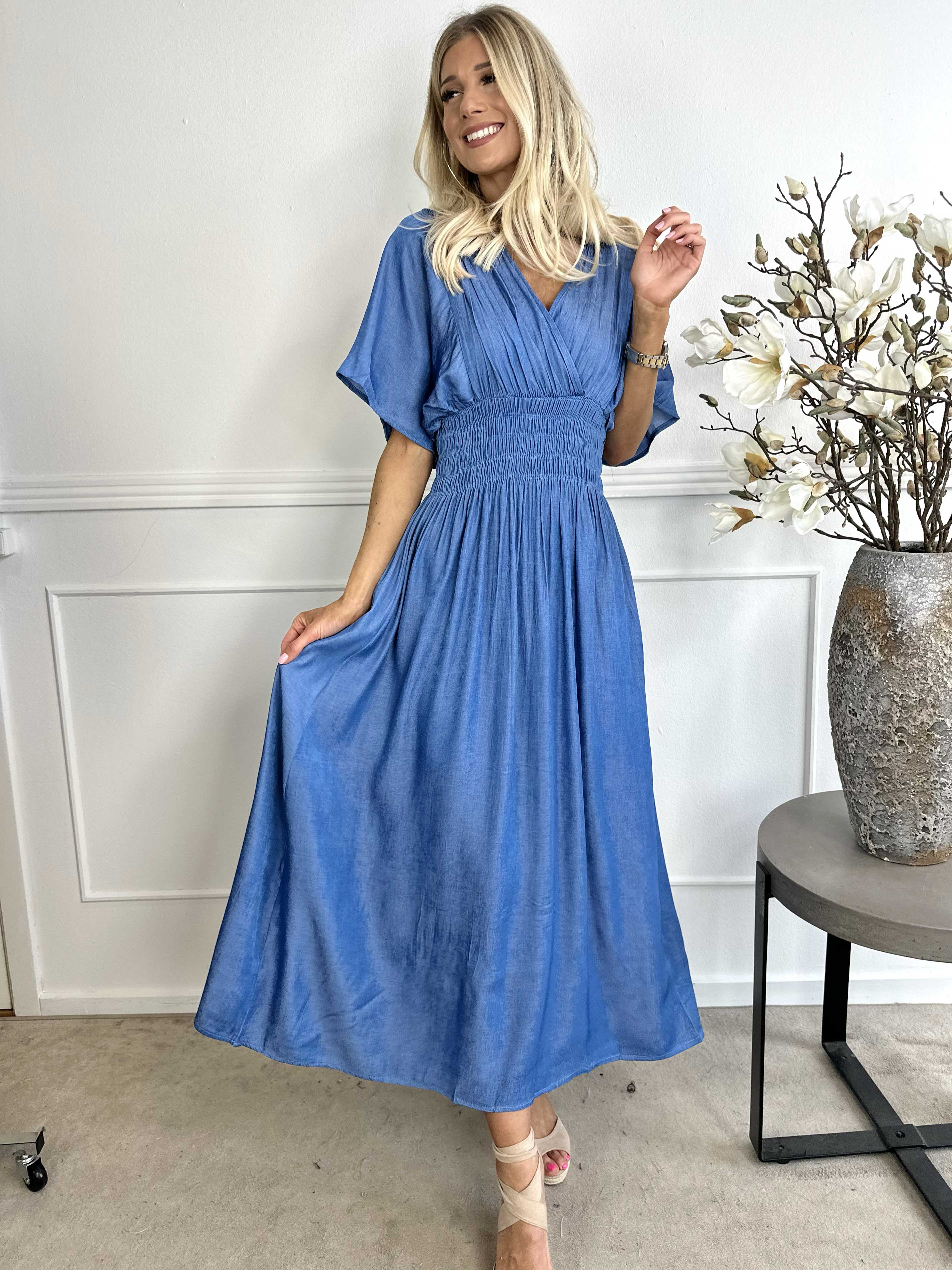 Pams Denim - Långklänning med smock under bysten